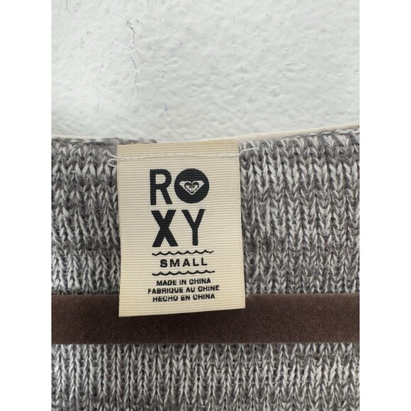Roxy Women's Marled Gray Hoodie Tunic Sweater Knit V Neck Pullover Small - Picture 6 of 12